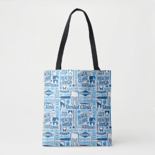 Tote Bag Motif dentaire bleu de clinique