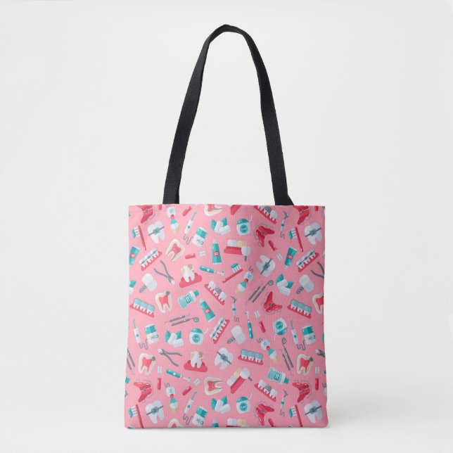 Tote Bag Motif dentaire rose (Devant)