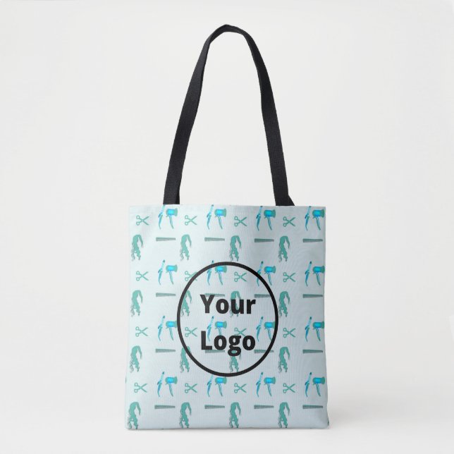 Tote Bag Motif d'entreprise turquoise de coiffeur (Devant)