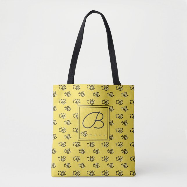Tote Bag Motif des abeilles d'été jaune (Devant)