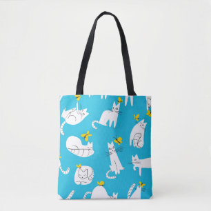 Tote Bag Motif des chats et papillons
