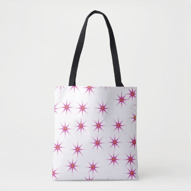 Tote Bag Motif des étoiles brillantes rose néon (Devant)