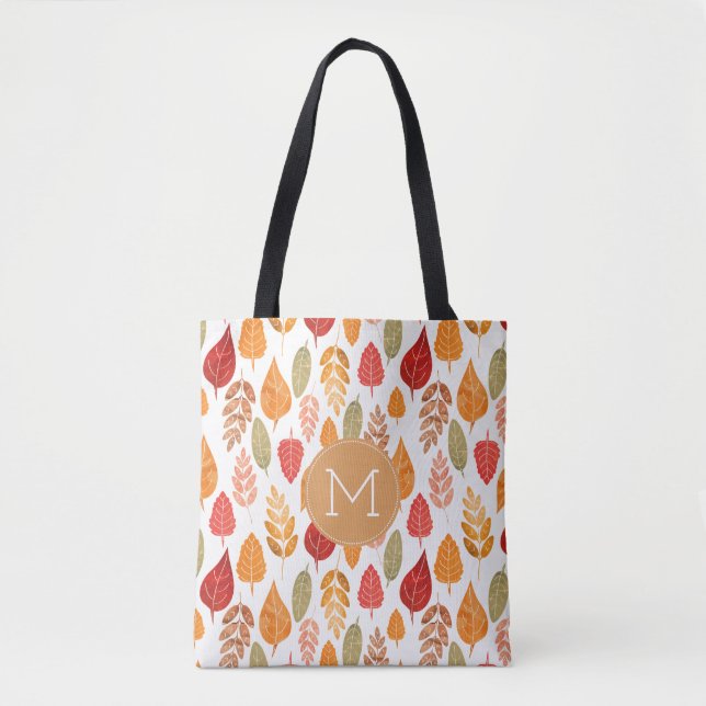 Tote Bag Motif des feuilles d'automne peintes (Devant)