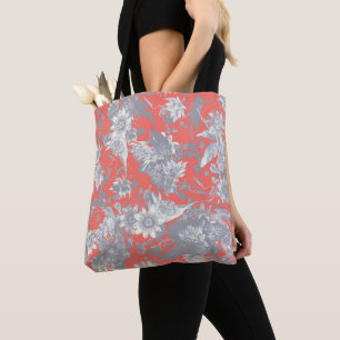 Tote Bag Motif des fleurs de la passion du corail vivant