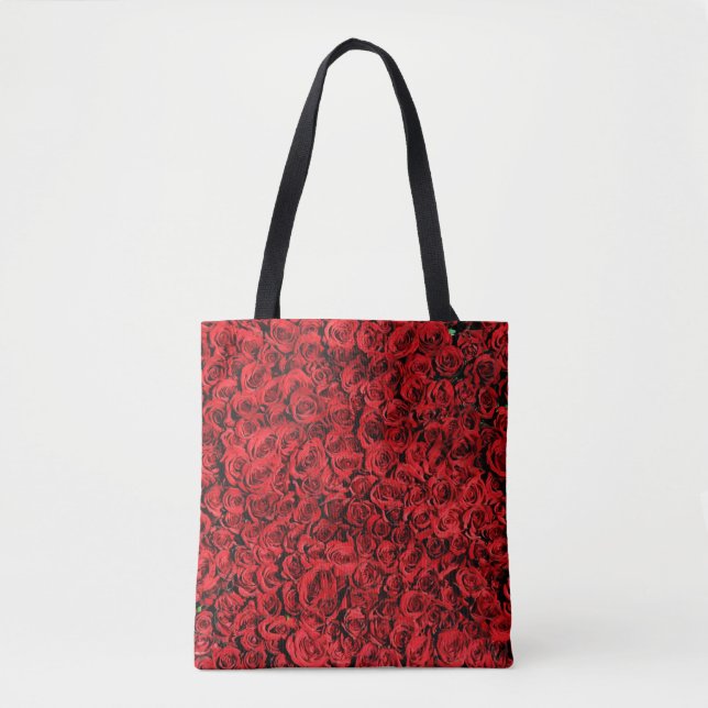 Tote Bag Motif des fleurs de rose rouge (Devant)