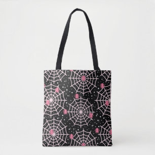 Tote Bag Motif des toiles d'Halloween et araignées
