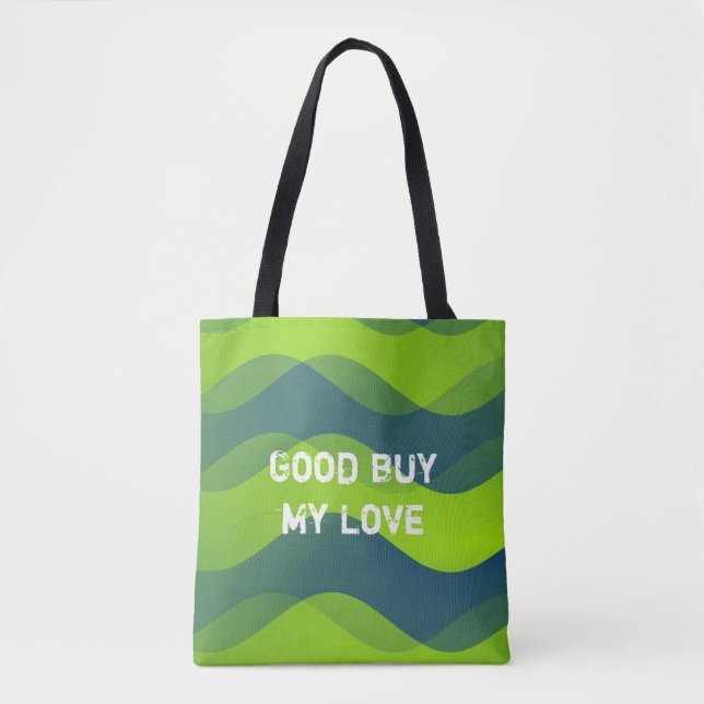 Tote Bag Motif des vagues douces - bleu vert + vos idées (Devant)
