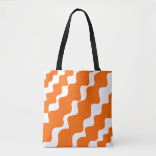 Tote Bag Motif des vagues inclinées orange et blanche
