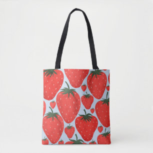 Tote Bag Motif d'été avec fraises isolées à la lumière