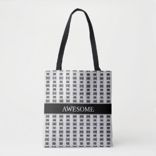 Tote Bag Motif d'étoile abstraite élégante noire sur gris c