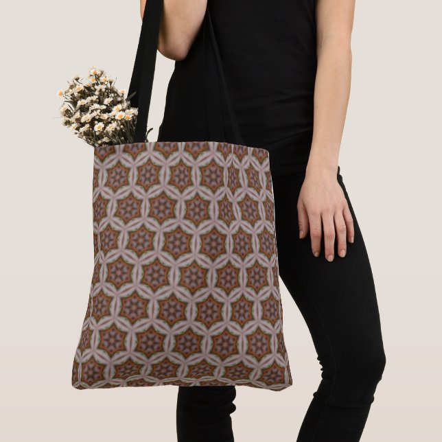 Tote Bag Motif d'étoile géométrique complexe dans des tons  (De près)