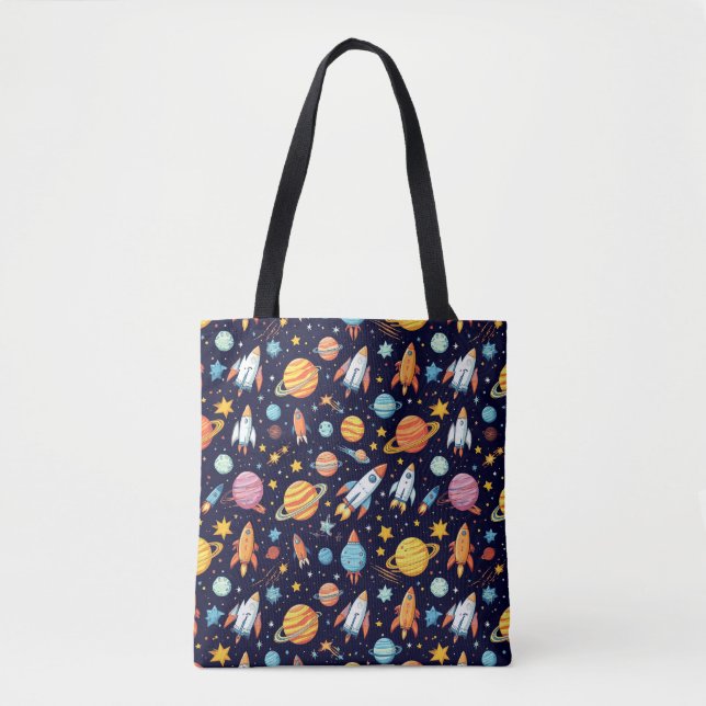 Tote Bag Motif d'exploration spatiale coloré (Devant)