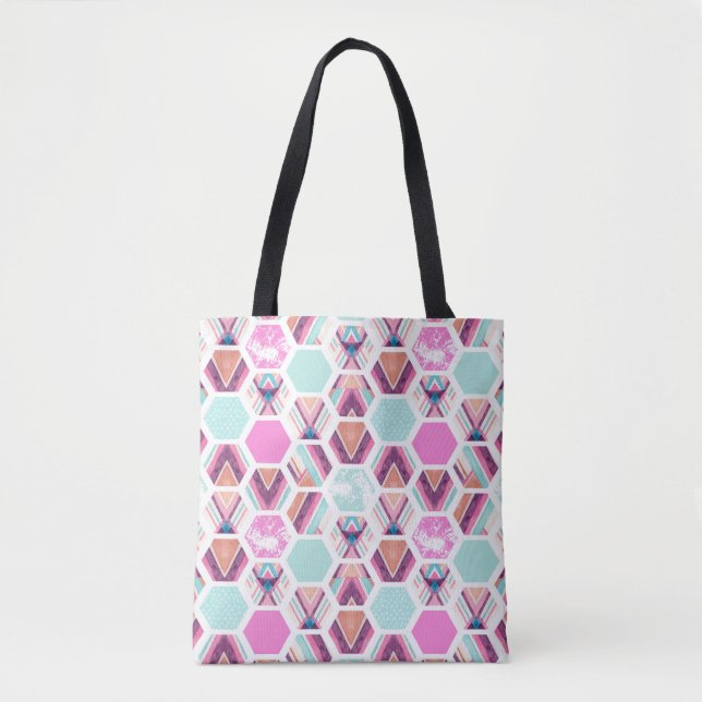 Tote Bag Motif d'hexagone d'aquarelle (Devant)