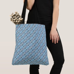 Tote Bag Motif diagonal abstrait bleu glace serein