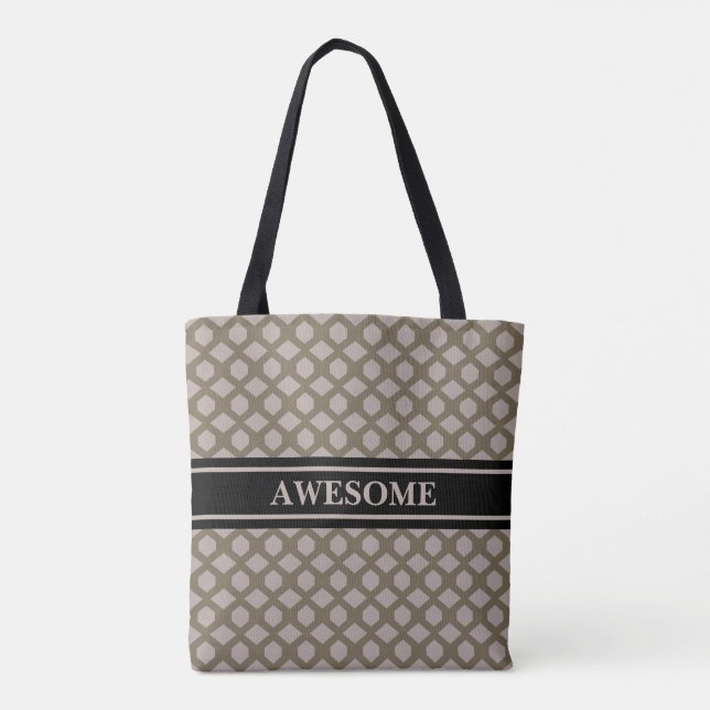 Tote Bag Motif diamant beige et marron (Dos)