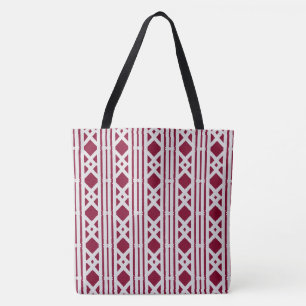 Tote Bag Motif diamant bordeaux élégant sur gris argent