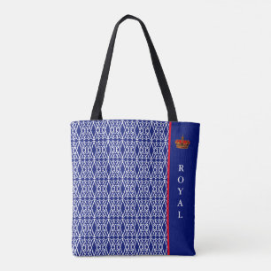 Tote Bag Motif diamant chic et élégant en bleu et blanc