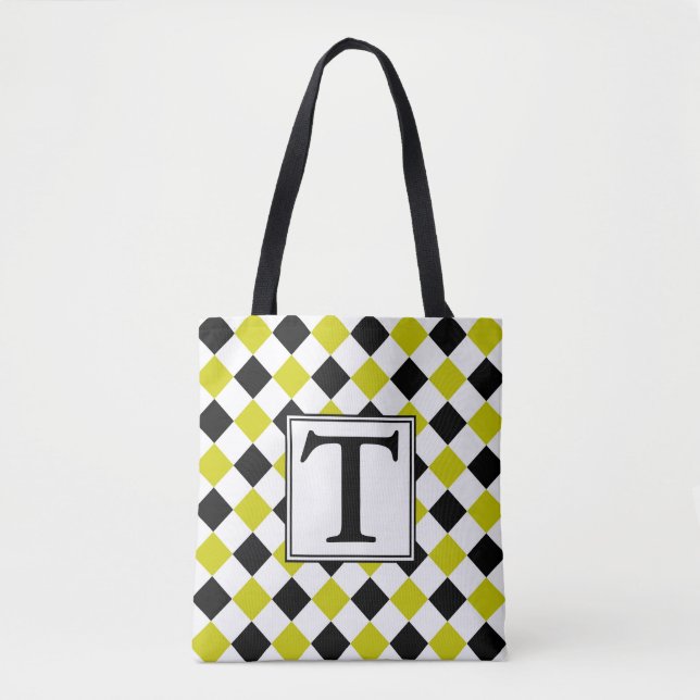 Tote Bag Motif diamant n° 1 Monogrammé (Devant)