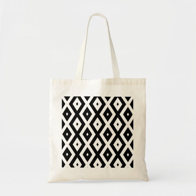 Tote Bag Motif diamant noir et blanc (Devant)
