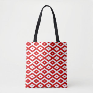 Tote Bag Motif diamant rouge et blanc