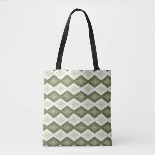 Tote Bag Motif diamant vert olive