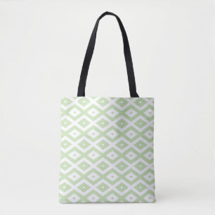 Tote Bag Motif diamant vert pâle et blanc