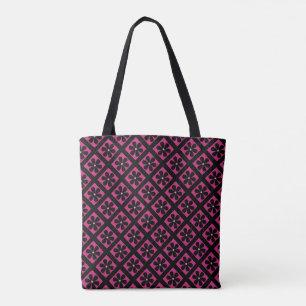Tote Bag Motif Diamond Black Daisy