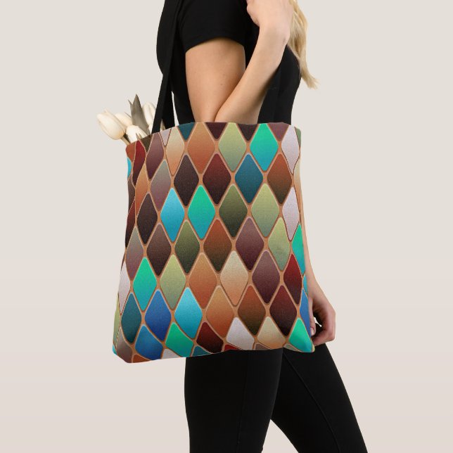 Tote Bag Motif Diamond coloré (De près)