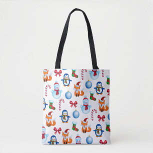 Tote Bag Motif d'illustration d'aquarelle de Noël mignonne