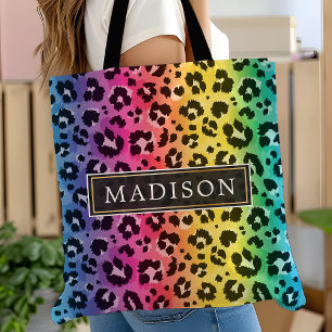 Tote Bag Motif d'impression d'animal guépard léopard arc-en