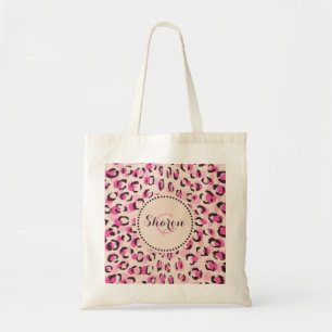 Tote Bag motif d'impression de guépard rose moderne
