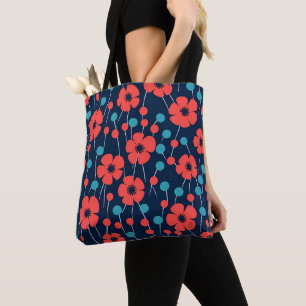 Tote Bag Motif d'impression floral bleu marine