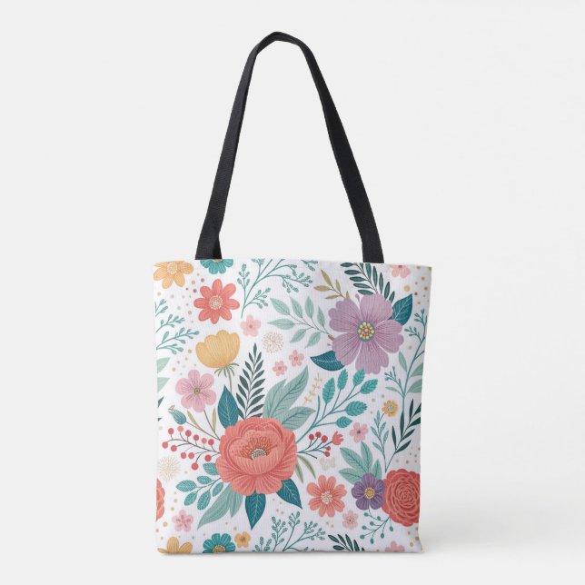 Tote Bag Motif d'impression floral dynamique (Dos)