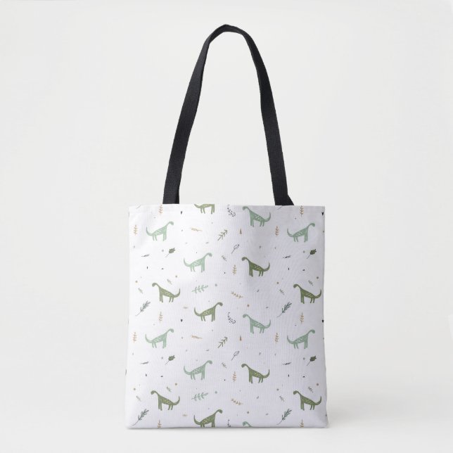 Tote Bag Motif Dinosaure Vert (Devant)