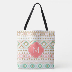 Tote Bag Motif d'inspiration tribale de mignon Monogram