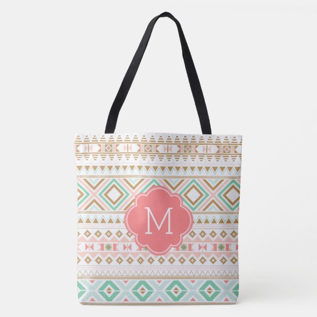 Tote Bag Motif d'inspiration tribale de mignon Monogram (Devant)