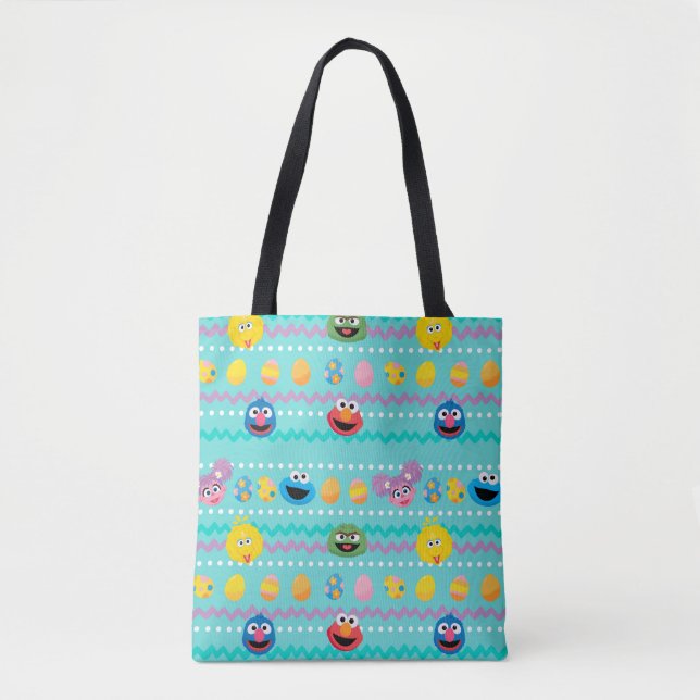 Tote Bag Motif d'oeufs de Pâques de la rue Sesame (Devant)