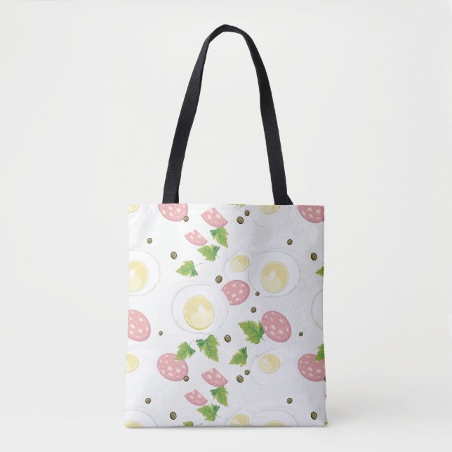 Tote Bag Motif d'oeufs et de saucisse (Devant)