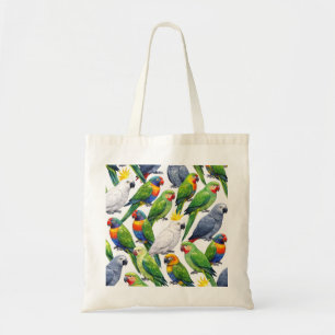 Tote Bag Motif d'oiseau à l'aquarelle de perroquets tropica