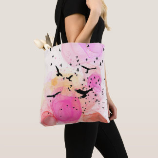 Tote Bag motif d'oiseaux colorés Abstraits