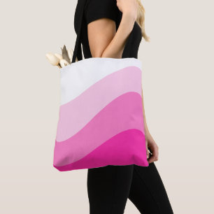 Tote Bag Motif d'onde rose blanc Ombre