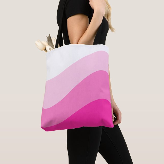 Tote Bag Motif d'onde rose blanc Ombre (De près)
