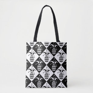 Tote Bag Motif Doodle Harlequin à ananas Stylisé
