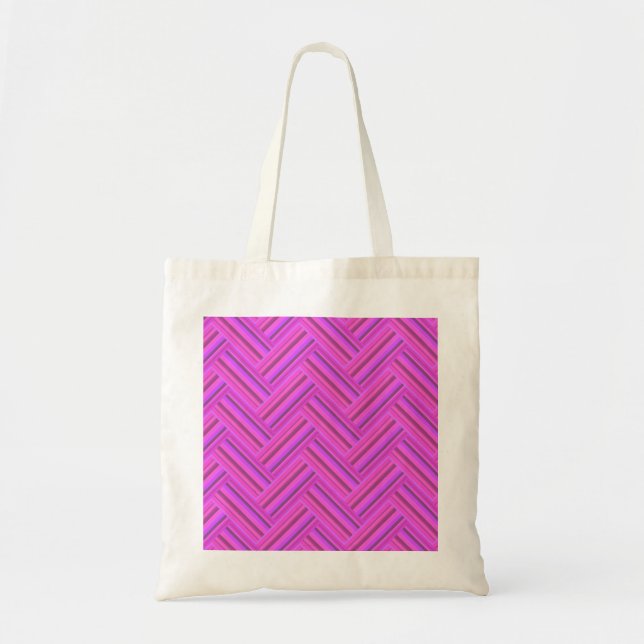 Tote Bag Motif double tissage à rayures roses (Devant)