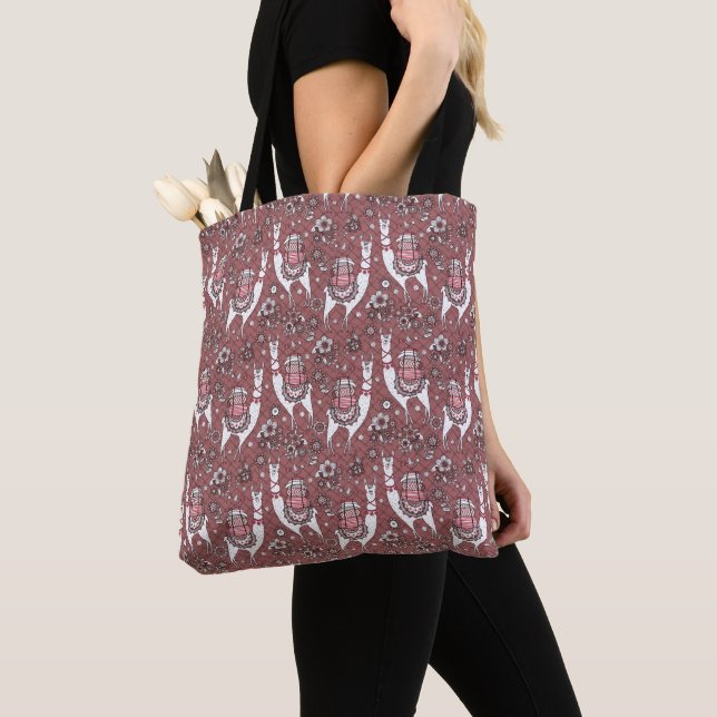 Tote Bag Motif drôle de lamas (De près)