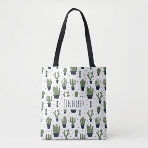 Tote Bag Motif du désert de cactus foncé rustique
