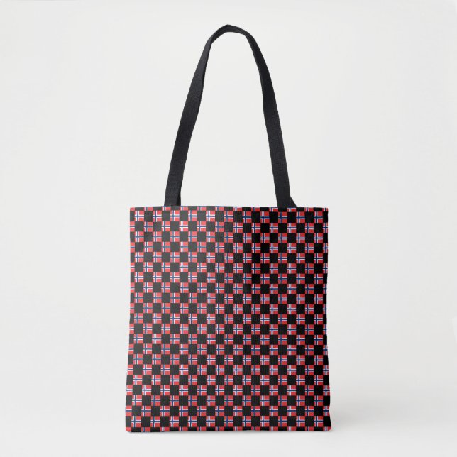 Tote Bag motif du drapeau À damiers Norvège (Devant)