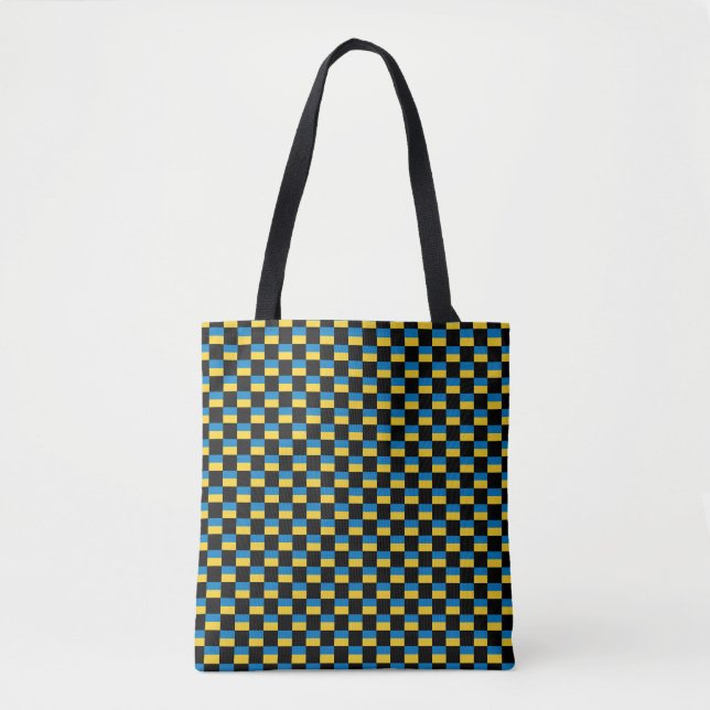 Tote Bag motif du drapeau À damiers Ukraine (Devant)