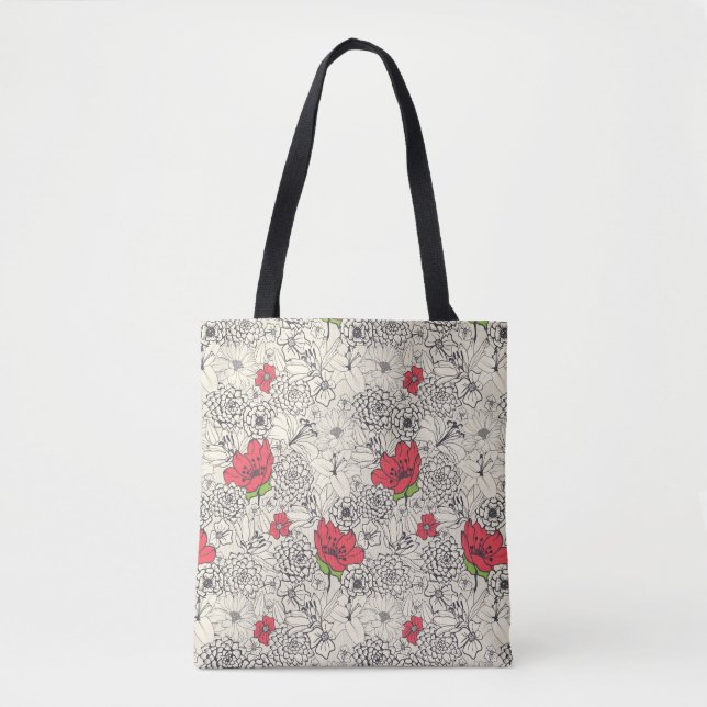Tote Bag Motif du jardin de fleurs de pavot (Devant)