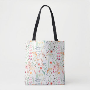 Tote Bag Motif du jardin de fleurs Pastel